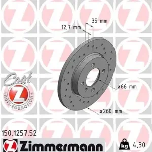 Wyjątkowa oferta Tarcza hamulcowa ZIMMERMANN 150.1257.52