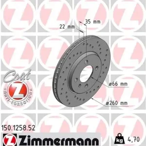 Okazja Tarcza hamulcowa ZIMMERMANN 150.1258.52