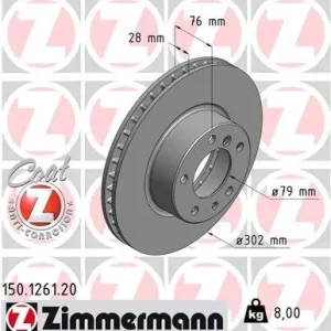Wysoka jakość Tarcza hamulcowa ZIMMERMANN 150.1261.20