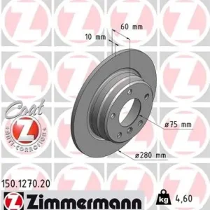 Wysoka jakość Tarcza hamulcowa ZIMMERMANN 150.1270.20