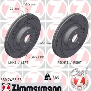 Ostatnie sztuki Tarcza hamulcowa ZIMMERMANN 530.2458.53