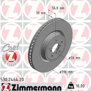 Darmowy zwrot Tarcza hamulcowa ZIMMERMANN 530.2464.20