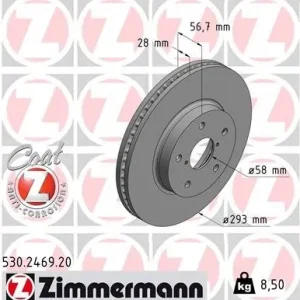 Hit sprzedaży Tarcza hamulcowa ZIMMERMANN 530.2469.20